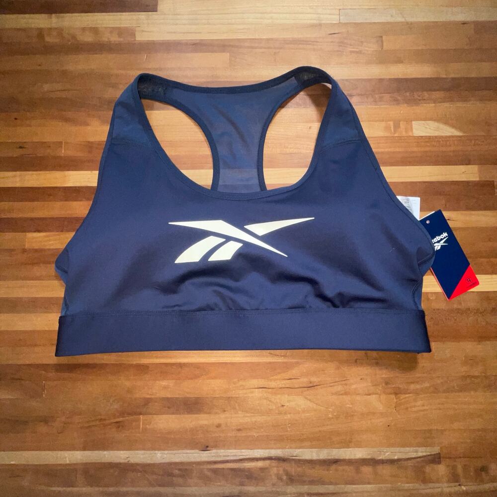 Reebok Lux Vector Medium Impact Racerback Bra Navy 1X